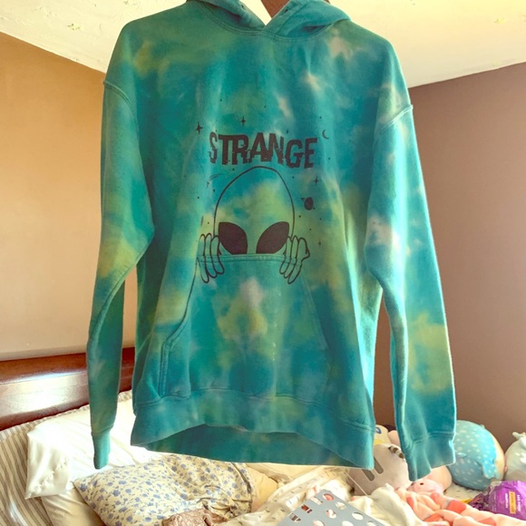 Strange Alien Blue and Green Tie Dye Hoodie 👽 ✨